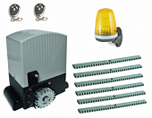 Автоматика для откатных ворот AN-MOTORS ASL1000KIT-L6, комплект: привод, сигнальная лампа, 2 пульта, 6 реек 