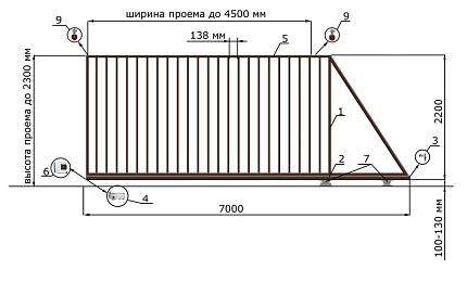 Откатные ворота из дерева серии ЭКО, купить в любом городе России с доставкой, размер 4 500х2 300, цвет e128fd62-9af7-11e3-81d6-e447bd2f56ba, цена 72 180 руб.
