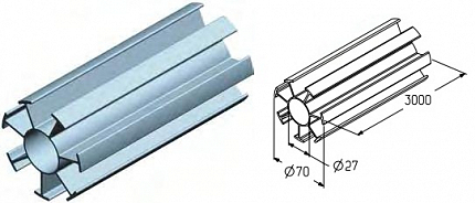 ALUTECH IP-95-3000 - 403520000 Профиль проставочный IP-95-3000 для подъёмных секционных ворот