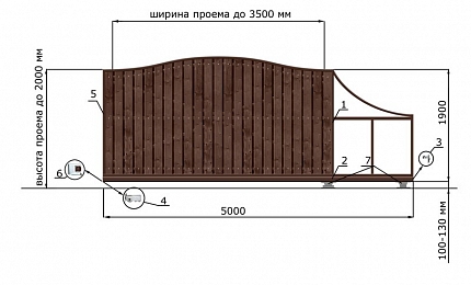 Откатные ворота из дерева серии ВОЛНА, купить в любом городе России с доставкой, размер 3 500х2 000, цвет e128fd62-9af7-11e3-81d6-e447bd2f56ba, цена 98 670 руб.
