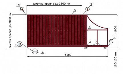 Откатные ворота из дерева серии ЕВРО, купить в любом городе России с доставкой, размер 3 500х2 000, цвет 82ad33be-9aed-11e3-81d6-e447bd2f56ba, цена 99 970 руб.