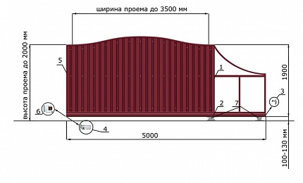 Откатные ворота 5 метров серии ВОЛНА, купить в любом городе России с доставкой, размер 3 500х2 000, цвет 82ad33be-9aed-11e3-81d6-e447bd2f56ba, цена 79 170 руб.