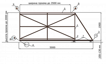 Откатные ворота КОРН ЭКО, толщина 60 мм, купить в любом городе России с доставкой, размер 3 500х2 000, зашивка e128fd85-9af7-11e3-81d6-e447bd2f56ba, цвет e128fd62-9af7-11e3-81d6-e447bd2f56ba, цена 43 200 руб.
