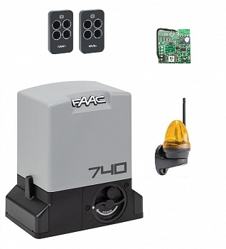 FAAC 740KIT-LK Автоматика для откатных ворот FAAC 740KIT-LK, комплект: привод, радиоприемник, 2 пульта, лампа