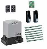 Автоматика для откатных ворот FAAC 740KIT-F7, комплект: привод, радиоприемник, 2 пульта, фотоэлементы, 7 реек