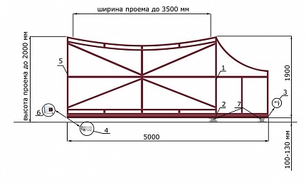 Откатные ворота 3 метра серии ЛУНА, купить в любом городе России с доставкой, размер 3 500х2 000, цвет 82ad33be-9aed-11e3-81d6-e447bd2f56ba, цена 63 570 руб.