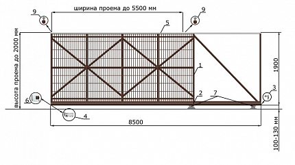Откатные ворота из дерева серии КЛАССИК, купить в любом городе России с доставкой, размер 5 500х2 000, цвет e128fd62-9af7-11e3-81d6-e447bd2f56ba, цена 70 200 руб.