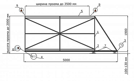 Откатные ворота 4 метра серии ЭКО, купить в любом городе России с доставкой, размер 3 500х2 000, цвет 0a535ed2-caf7-11e4-0a8b-525400a65df8, цена 34 200 руб.