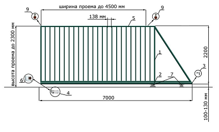 Откатные ворота из дерева серии ЭКО, купить в любом городе России с доставкой, размер 4 500х2 300, цвет e128fd18-9af7-11e3-81d6-e447bd2f56ba, цена 72 180 руб.