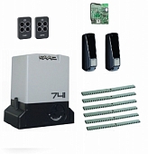 Автоматика для откатных ворот FAAC 741KIT-F6, комплект: привод, радиоприемник, 2 пульта, фотоэлементы, 6 реек