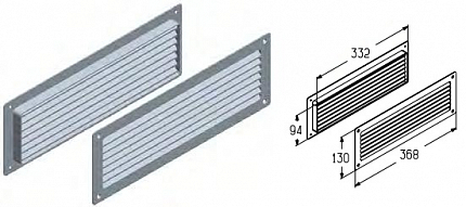 ALUTECH VG-368WH - 401900200 Решетка вентиляционная нерегулируемая (белая) VG-368WH для подъёмных секционных ворот