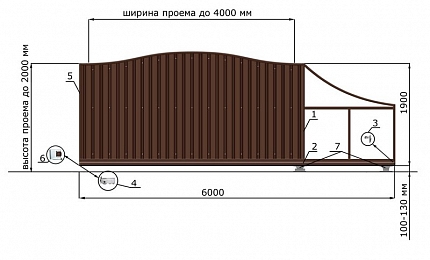 Откатные ворота 5 метров серии ВОЛНА, купить в любом городе России с доставкой, размер 4 000х2 000, цвет e128fd62-9af7-11e3-81d6-e447bd2f56ba, цена 83 070 руб.