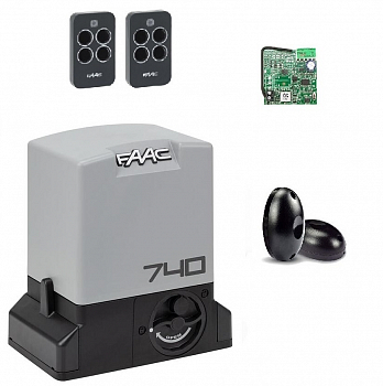FAAC 740KIT-FК Автоматика для откатных ворот FAAC 740KIT-FК, комплект: привод, радиоприемник, 2 пульта, фотоэлементы