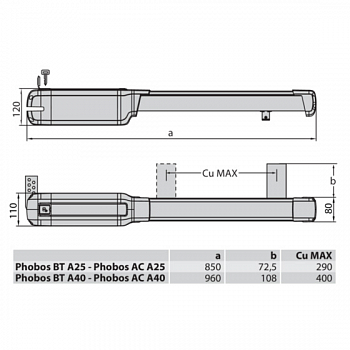 BFT P935096 00002 Привод для распашных ворот BFT PHOBOS BT А25