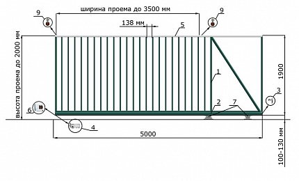 Откатные ворота КОРН КЛАССИК, толщина 60 мм, купить в любом городе России с доставкой, размер 3 500х2 000, зашивка e128fd83-9af7-11e3-81d6-e447bd2f56ba, цвет e128fd18-9af7-11e3-81d6-e447bd2f56ba, цена 56 700 руб.