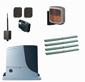 Автоматика для откатных ворот NICE RB1000KIT4-LA-BT, комплект: привод, радиоприёмник, 2 пульта, лампа, 4 рейки, Bluetooth-модуль