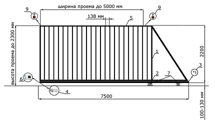 Откатные ворота из дерева серии ЭКО, купить в любом городе России с доставкой, размер 5 000х2 300, цвет e128fd6d-9af7-11e3-81d6-e447bd2f56ba, цена 81 180 руб.