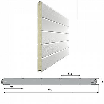 DOORHAN 3S00/S00-9003/9003 Панель 575мм Нстукко/Нстукко бел(RAL9003)/бел(RAL9003) для подъёмных секционных ворот