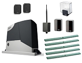 Автоматика для откатных ворот NICE RD400KITFULL5-BT, комплект: привод, 2 пульта, Bluetooth-модуль, фотоэлементы, лампа, 5 реек