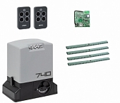 Автоматика для откатных ворот FAAC 740KIT-KR4, комплект: привод, радиоприемник, 2 пульта, 4 рейки