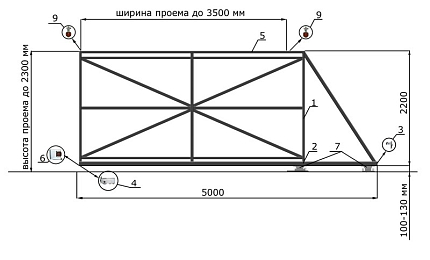 Откатные ворота для дачи серии ЭКО, купить в любом городе России с доставкой, размер 3 500х2 300, цвет 0a535ed2-caf7-11e4-0a8b-525400a65df8, цена 35 100 руб.