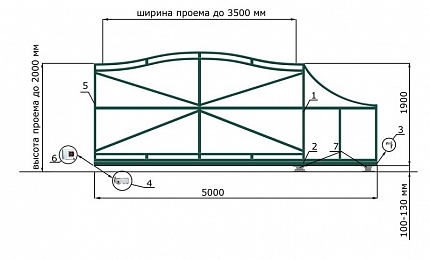 Откатные ворота 3 метра серии ВОЛНА, купить в любом городе России с доставкой, размер 3 500х2 000, цвет e128fd18-9af7-11e3-81d6-e447bd2f56ba, цена 66 170 руб.