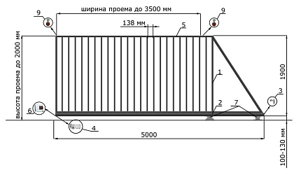 Откатные ворота 4 метра серии ЭКО, купить в любом городе России с доставкой, размер 3 500х2 000, цвет 0a535ed2-caf7-11e4-0a8b-525400a65df8, цена 45 000 руб.