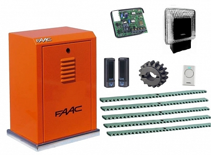 FAAC 884MCKIT5 Автоматика для откатных ворот FAAC 884MCKIT5, комплект: привод, фотоэлементы, лампа, пульт, радиоприемник, 5 реек