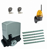 Автоматика для откатных ворот AN-MOTORS ASL1000KIT-LK5, комплект: привод, сигнальная лампа, 2 пульта, 5 реек