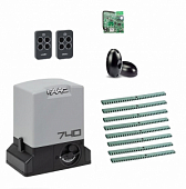 Автоматика для откатных ворот FAAC 740KIT-FK8, комплект: привод, радиоприемник, 2 пульта, фотоэлементы, 8 реек