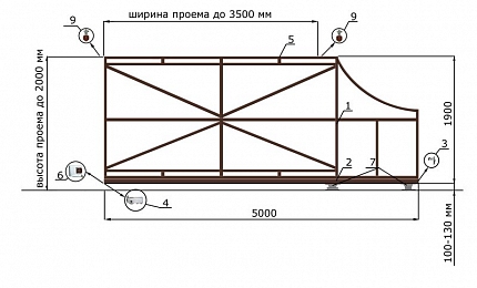 Каркас откатных ворот КОРН серии ЕВРО, купить в любом городе России с доставкой, размер 3 500х2 000, цвет e128fd62-9af7-11e3-81d6-e447bd2f56ba, цена 45 370 руб.