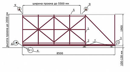 Откатные ворота 5 метров серии КЛАССИК, купить в любом городе России с доставкой, размер 5 500х2 000, цвет 82ad33be-9aed-11e3-81d6-e447bd2f56ba, цена 56 610 руб.