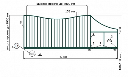 Откатные ворота 5 метров серии РУЧЕЙ, купить в любом городе России с доставкой, размер 4 000х2 000, цвет e128fd18-9af7-11e3-81d6-e447bd2f56ba, цена 83 070 руб.