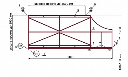 Каркас откатных ворот КОРН серии ЕВРО, купить в любом городе России с доставкой, размер 3 500х2 000, цвет 82ad33be-9aed-11e3-81d6-e447bd2f56ba, цена 45 370 руб.