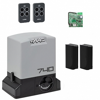 FAAC 740KIT-FA Автоматика для откатных ворот FAAC 740KIT-FA, комплект: привод, радиоприемник, 2 пульта, фотоэлементы