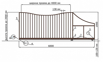 Откатные ворота 5 метров серии РУЧЕЙ, купить в любом городе России с доставкой, размер 4 000х2 000, цвет e128fd62-9af7-11e3-81d6-e447bd2f56ba, цена 83 070 руб.