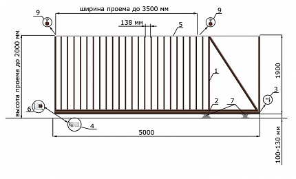 Откатные ворота из 3D сетки ГИТТЕР серии КЛАССИК, купить в любом городе России с доставкой, размер 3 500х2 000, цвет e128fd62-9af7-11e3-81d6-e447bd2f56ba, цена 56 700 руб.
