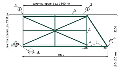 Откатные ворота КОРН ЭКО, толщина 60 мм, купить в любом городе России с доставкой, размер 3 500х2 300, зашивка e128fd85-9af7-11e3-81d6-e447bd2f56ba, цвет e128fd18-9af7-11e3-81d6-e447bd2f56ba, цена 44 100 руб.