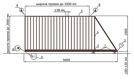 Откатные ворота для дачи серии ЭКО, купить в любом городе России с доставкой, размер 3 500х2 000, цвет e128fd62-9af7-11e3-81d6-e447bd2f56ba, цена 54 900 руб.