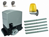 Автоматика для откатных ворот AN-MOTORS ASL1000KIT-L5, комплект: привод, сигнальная лампа, 2 пульта, 5 реек 