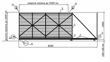 Откатные ворота из 3D сетки ГИТТЕР серии КЛАССИК, купить в любом городе России с доставкой, размер 5 500х2 000, цвет e128fd6d-9af7-11e3-81d6-e447bd2f56ba, цена 70 200 руб.
