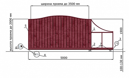 Откатные ворота 5 метров серии ВОЛНА, купить в любом городе России с доставкой, размер 3 500х2 000, цвет 82ad33be-9aed-11e3-81d6-e447bd2f56ba, цена 98 670 руб.