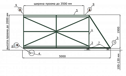 Откатные ворота КОРН ЭКО, толщина 60 мм, купить в любом городе России с доставкой, размер 3 500х2 000, зашивка e128fd85-9af7-11e3-81d6-e447bd2f56ba, цвет e128fd18-9af7-11e3-81d6-e447bd2f56ba, цена 43 200 руб.