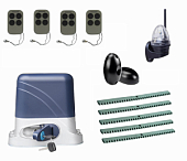 Автоматика для откатных ворот KSL-1300 FULL-4K5-Т4, комплект: привод, 4 пульта, фотоэлементы, лампа, 5 реек