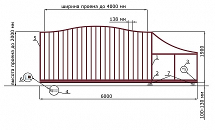 Откатные ворота из дерева серии ВОЛНА, купить в любом городе России с доставкой, размер 4 000х2 000, цвет 82ad33be-9aed-11e3-81d6-e447bd2f56ba, цена 83 070 руб.