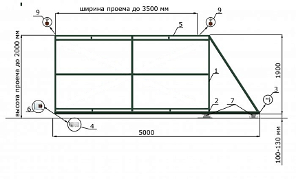 Откатные ворота для дачи серии ЭКО-Л, купить в любом городе России с доставкой, размер 3 500х2 000, цвет e128fd18-9af7-11e3-81d6-e447bd2f56ba, цена 30 600 руб.