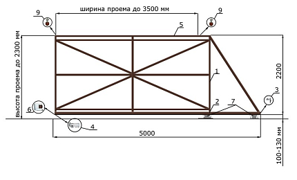 Откатные ворота 3 метра серии ЭКО, купить в любом городе России с доставкой, размер 3 500х2 300, цвет e128fd62-9af7-11e3-81d6-e447bd2f56ba, цена 44 100 руб.