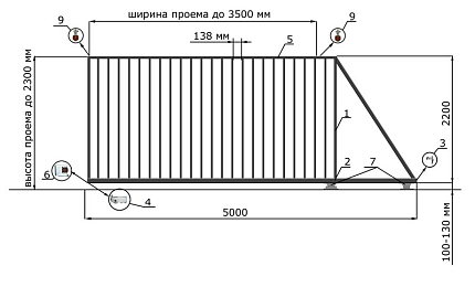 Откатные ворота 3 метра серии ЭКО, купить в любом городе России с доставкой, размер 3 500х2 300, цвет 0a535ed2-caf7-11e4-0a8b-525400a65df8, цена 45 900 руб.