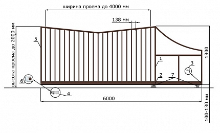 Откатные ворота из дерева серии КРЫЛЬЯ, купить в любом городе России с доставкой, размер 4 000х2 000, цвет e128fd62-9af7-11e3-81d6-e447bd2f56ba, цена 76 570 руб.