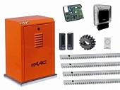 Автоматика для откатных ворот FAAC 884MCKIT4, комплект: привод, рейка, фотоэлементы, лампа, пульт, радиоприемник